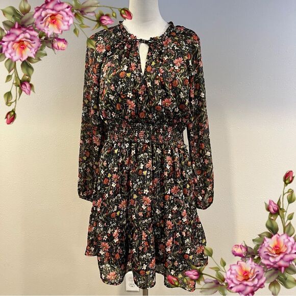 Old Navy Floral Print long sleeve Dress size Medium - Picture 1 of 14